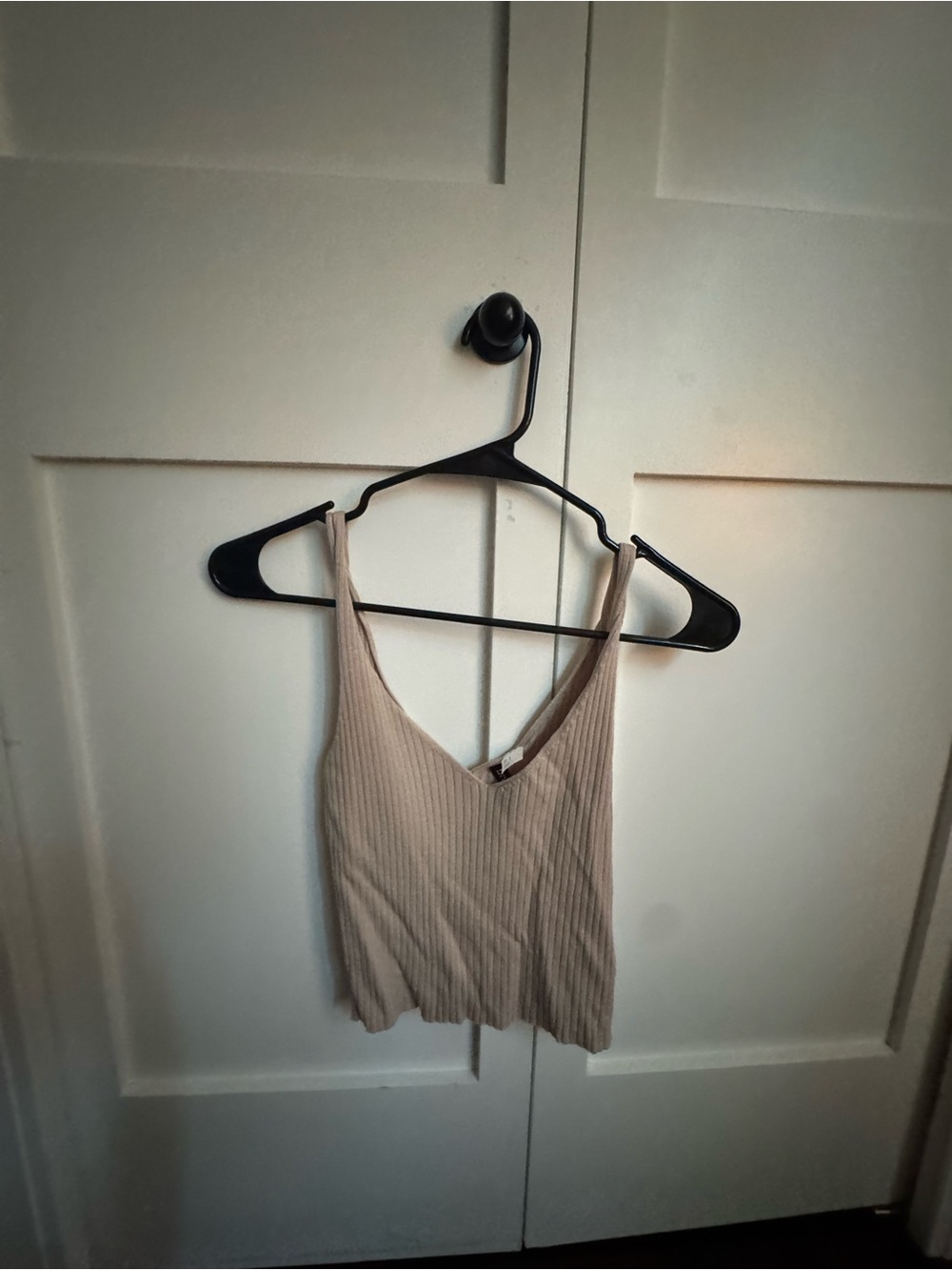 Divided Ribbed V-Neck Camisole — Beige
